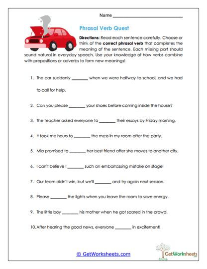 Phrasal Verb Quest Worksheet