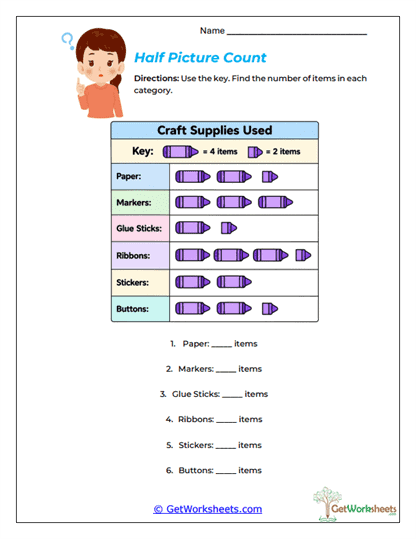 Half Picture Count Worksheet