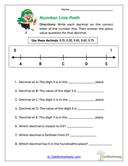 Number Line Path Worksheet