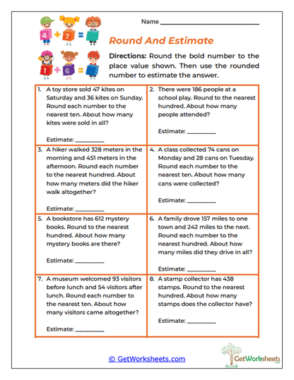Round And Estimate Worksheet