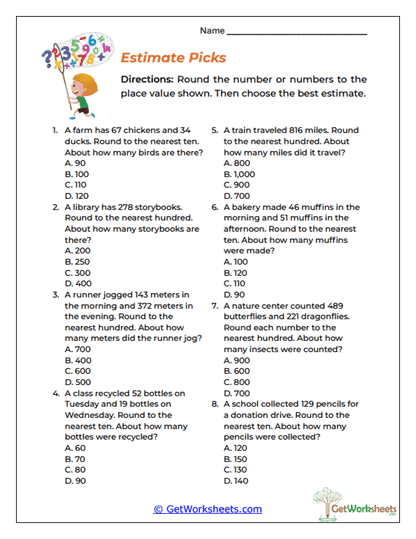 Estimate Picks Worksheet