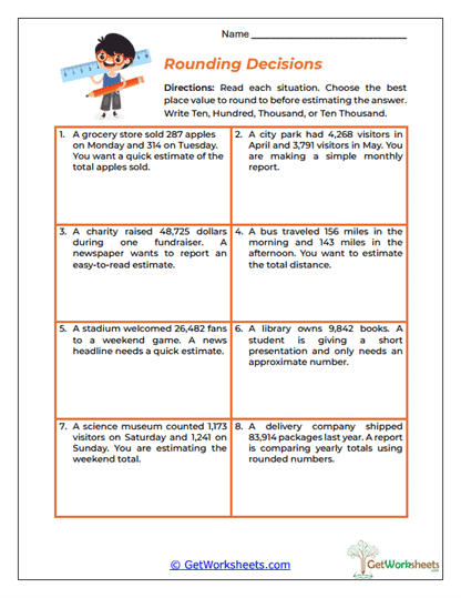 Rounding Decisions Worksheet