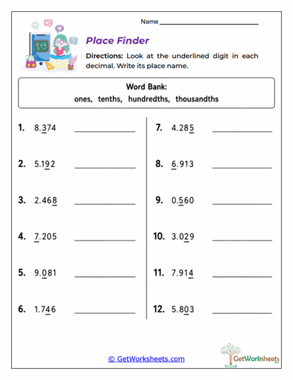 Place Finder Worksheet