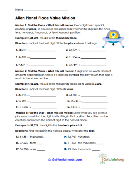 Place Value Worksheets