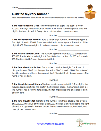 Build the Mystery Number Worksheet
