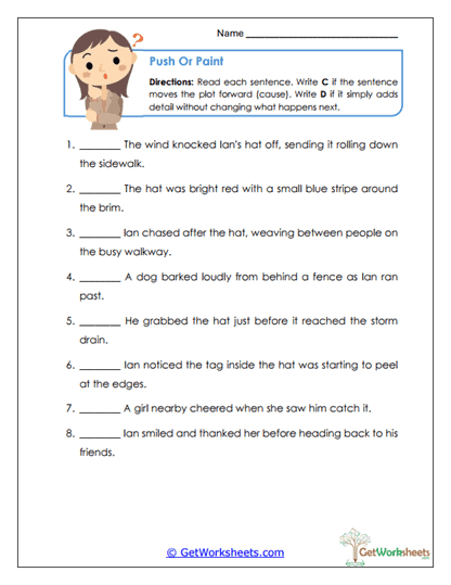 Cause or Detail Sort Worksheet
