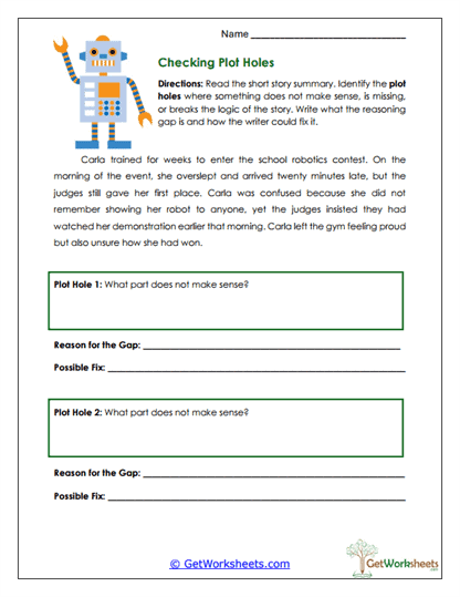 Plot Hole Checker Worksheet
