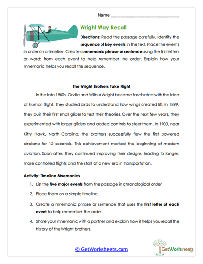 Mnemonic Strategies Worksheets