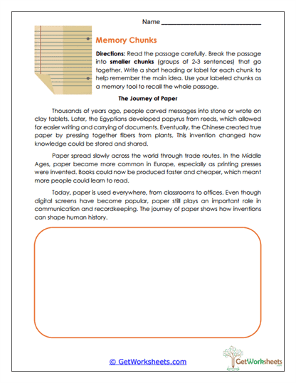 Memory Chunks Worksheet