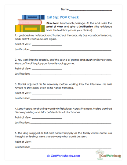 Exit Slip: POV Check Worksheet