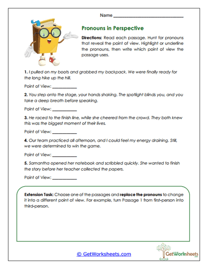 Pronouns in Perspective Worksheet