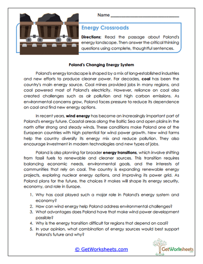 Energy Geography Worksheet