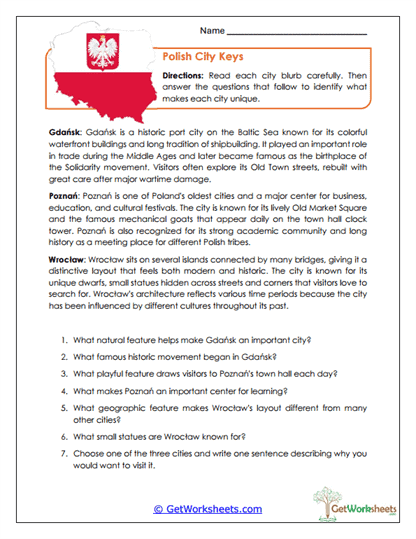 Cities Reading Worksheet