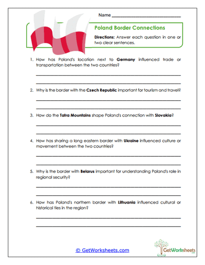 Border Connections Worksheet