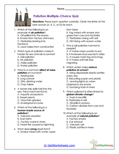 Multiple-Choice Quiz Worksheet