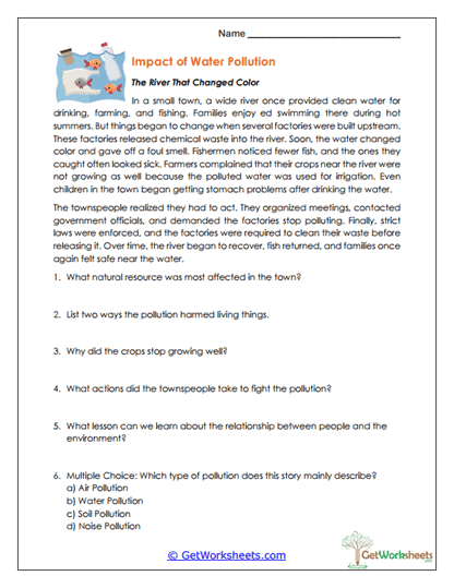 Water Pollution Case Study Worksheet