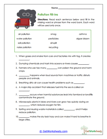 Word Fill-Ins Worksheet