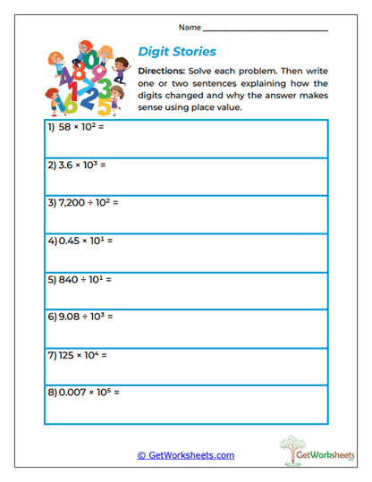 Digit Stories Worksheet
