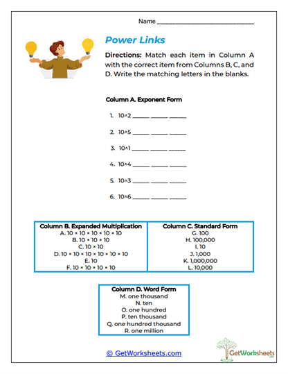 Power Links Worksheet