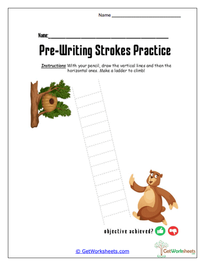 Bear Ladder Tracing Worksheet
