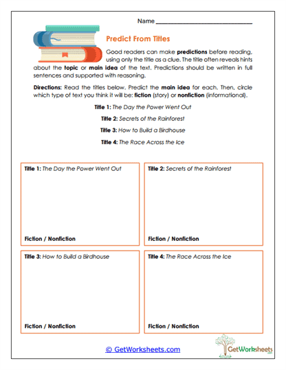 Predict from Titles Worksheet