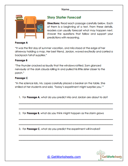Story Starter Forecast Worksheet