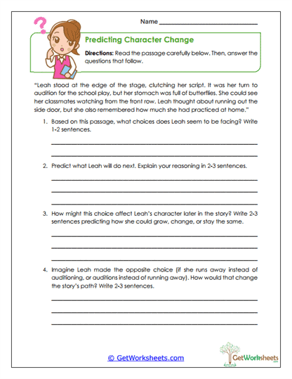 Predicting Character Change Worksheet