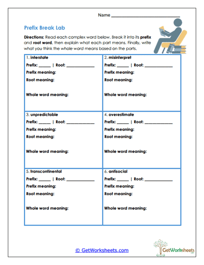 Prefix Worksheets