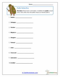 Prefix Detective Worksheet - Finding & Understanding Prefixes