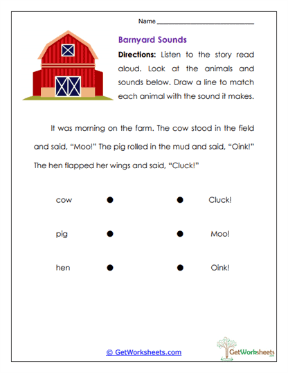 Barnyard Sounds Worksheet