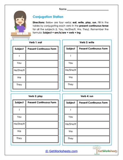Conjugation Station Worksheet