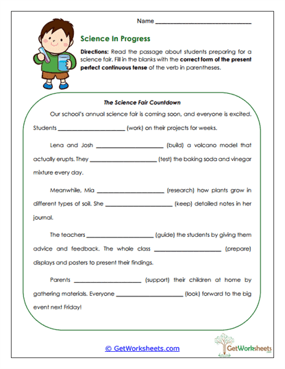 Present Perfect Continuous Tense Worksheets