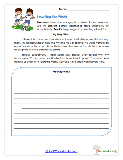 Rewriting the Week Worksheet