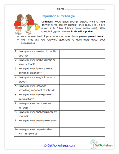 Experience Exchange Worksheet