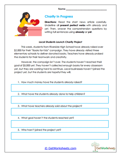 Charity in Progress Worksheet
