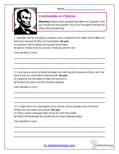 Presidential Decision-Making Worksheet