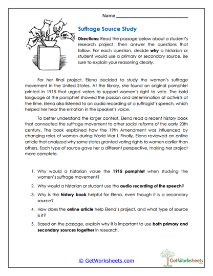 Suffrage Research Review Worksheet