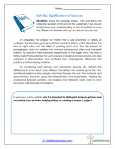 Primary vs. Secondary Sources Worksheets - GetWorksheets.com