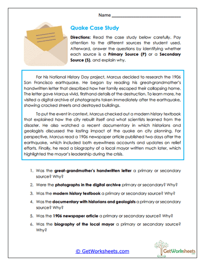 Earthquake Case Study Worksheet