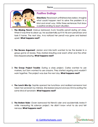 Positive Endings Worksheet