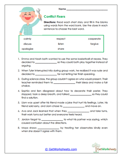 Conflict Fixers Worksheet