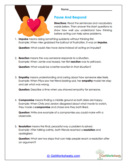 Pause and Respond Worksheet