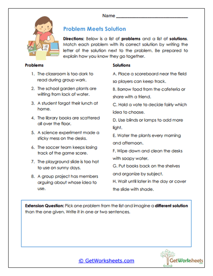 Problem and Solution Worksheets