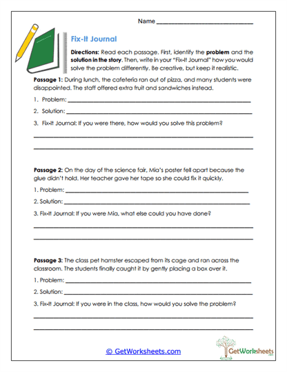 Fix-It Journal Worksheet