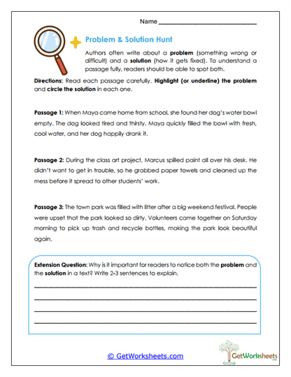 Problem and Solution Hunt Worksheet
