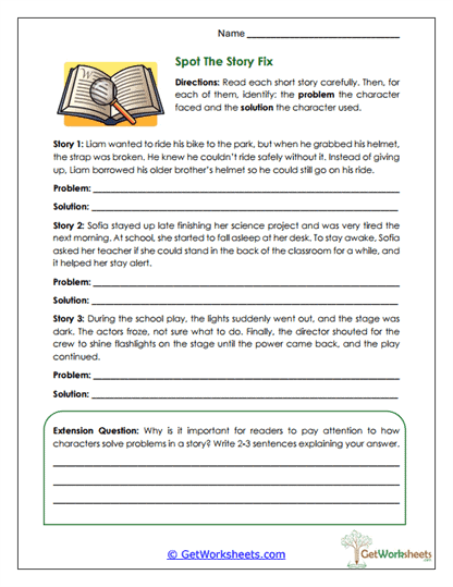 Spot the Story Fix Worksheet