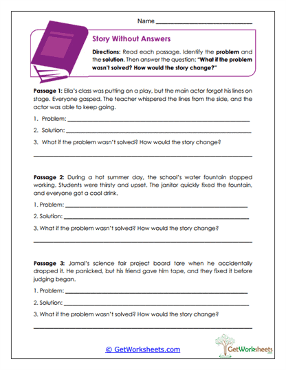 Story Without Answers Worksheet