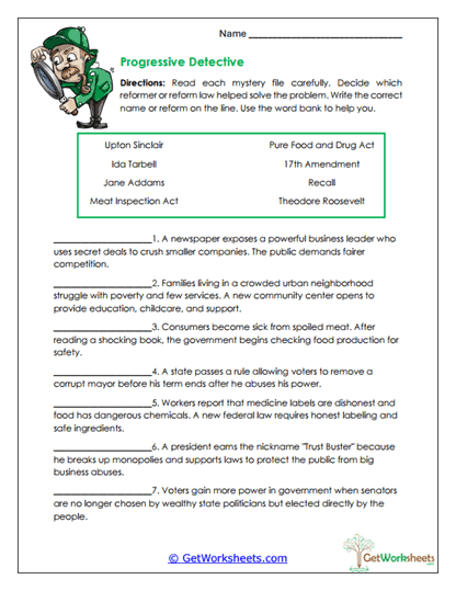 Progressive Era Worksheets