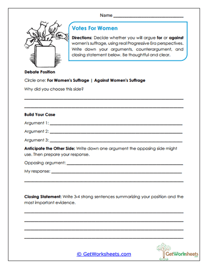 Votes for Women Worksheet