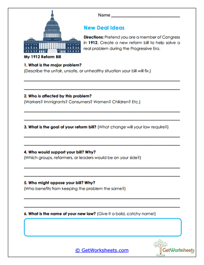 New Deal Ideas Worksheet